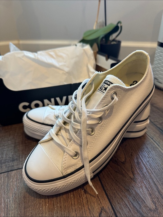 Converse Shoes - Converse White Low-Top Platform Canvas Sneakers